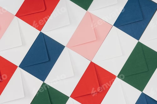 Preview: full frame background of colorful closed envelopes