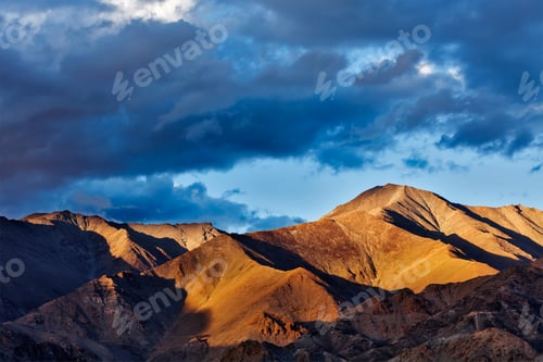 Preview: Himalayas mountains on sunset