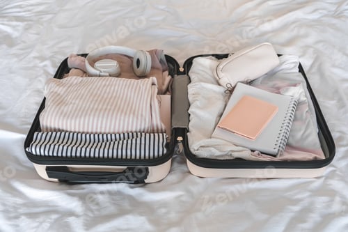 Preview: Travel. Staycation.local travel new normal.Girl traveler packing luggage in suitcase Travel,tourism