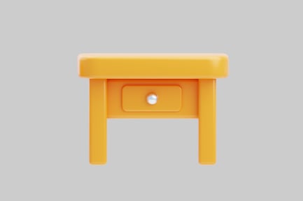 Preview: Cartoon yellow bedside table drawer