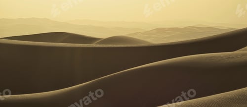 Preview: Wind blowing tiny grains of timeless sand magically over and around majestic sunset desert dunes