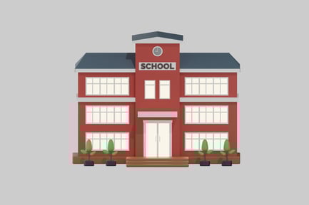 Preview: Illustration of a School Building with a Front Clock