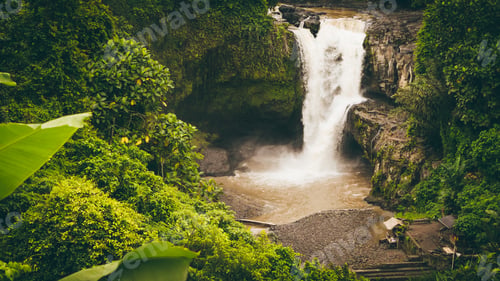 Preview: Overlook to amazing Tegenungan Waterfall. Ubud in Bali, Indonesia