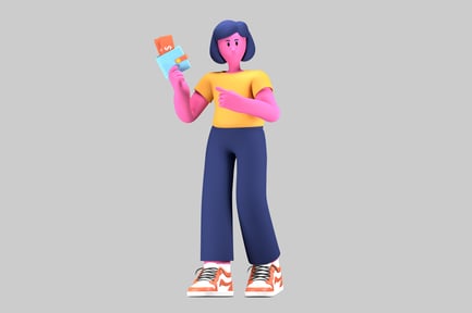 Preview: Girl with money wallet cartoon