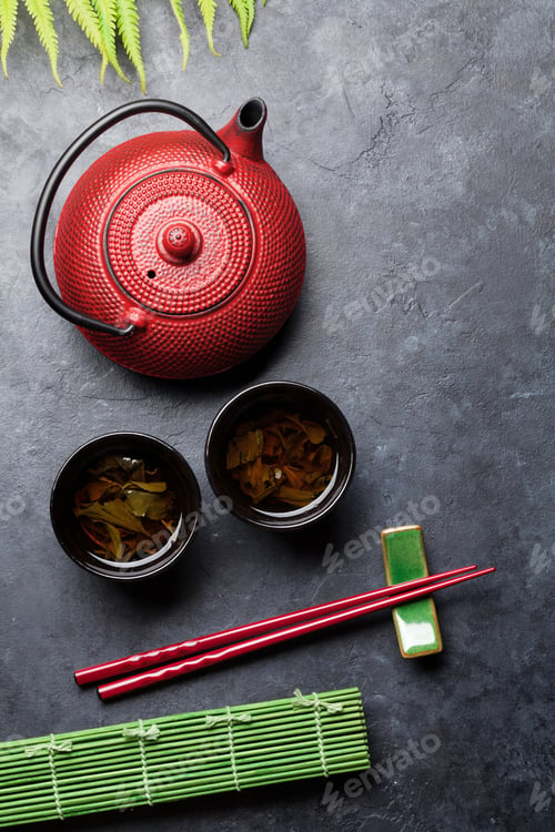 Preview: Green tea and sushi chopsticks. Japanese meal set