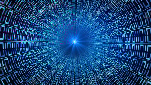 Preview: Binary code numbers in blue abstract speed motion in highway tunnel for technology background