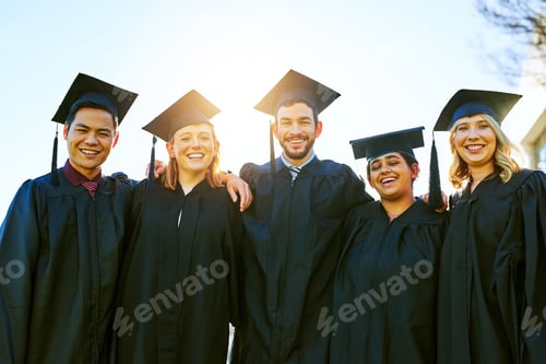 Preview: What a milestone this is for us. Portrait of a group of students on graduation day.
