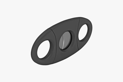 Black object with circular and oval cutouts