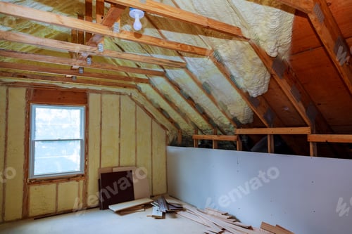 Preview: New frame for ceiling roof in construction Ready for completion insulation for the home