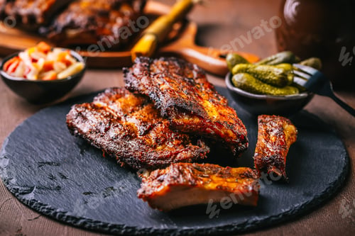 Preview: Barbecue pork spare ribs from airfryier with fermented vegetables