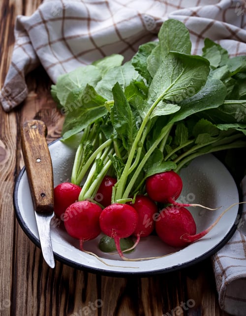 Preview: Fresh radishes and knife