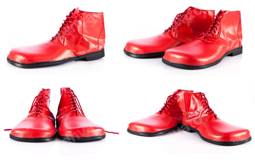 Preview: red clown shoes on a white background