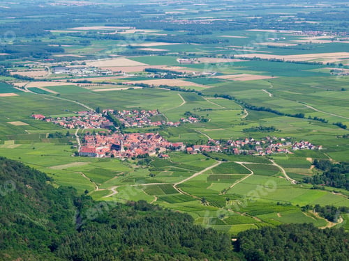 Preview: View Saint-Hippolyte village from Haut-Koenigsbourg , Alsace France.