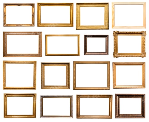 Preview: set of horizontal old wood picture frames isolated