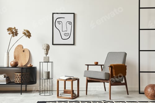 Preview: Stylish scandinavian composition of living room