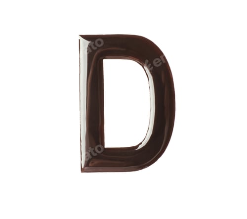 Preview: Letter D made of chocolate on white background
