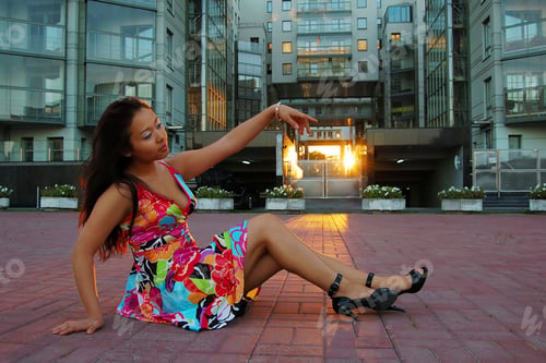 Preview: Asian Woman In Summer Dress At Street