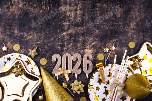 Preview: 2026 New year background with golden decoration
