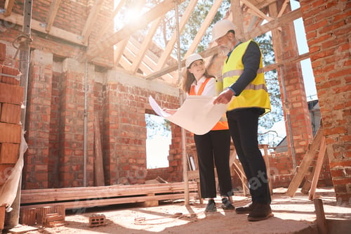 Preview: Professional building engineers talking about space distribution of building