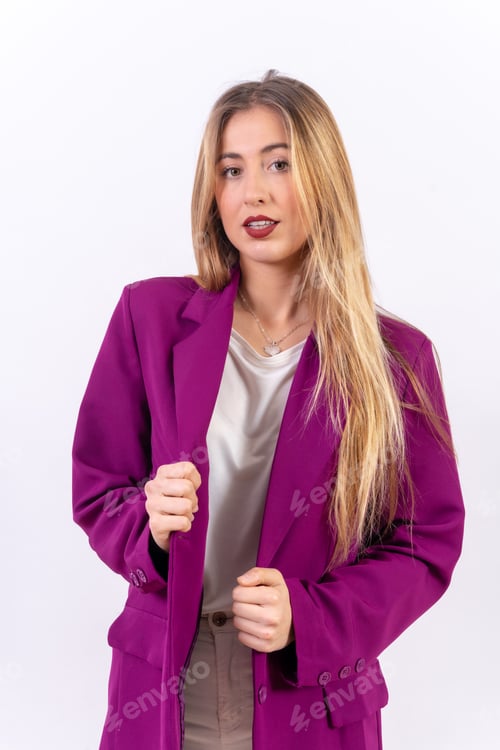 Preview: Blonde woman in a portrait isolated on a white background