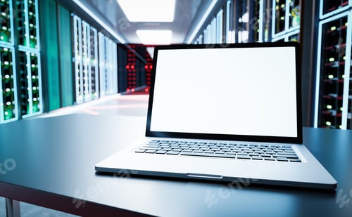 Preview: Admin computer in network server room or data center