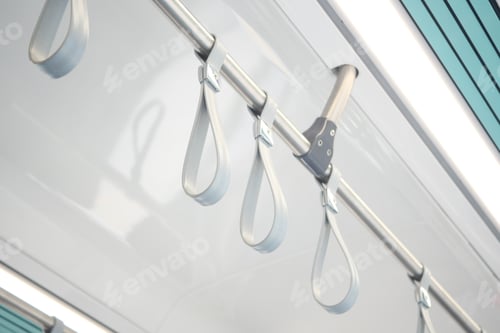 Preview: Public transportation interior with hand straps for passengers