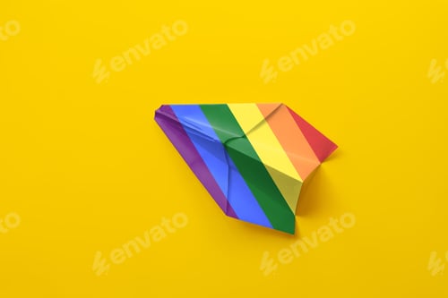 Preview: a paper air plane in the colors of rainbow