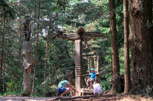 Preview: Parents act like worship their son on the throne in nature