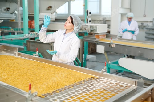 Preview: Young Woman at Food Conveyor