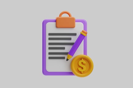 Preview: Finance clipboard with coin and pencil