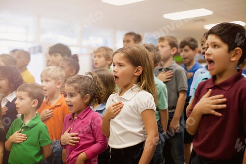 Preview: Children reciting Pledge of Allegiance in school