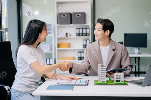 Preview: Balancing the property sector The real estate agent is explaining the house style