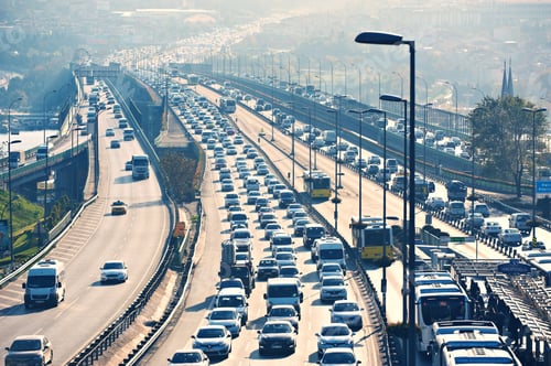 Preview: Traffic jam in flooded highway.