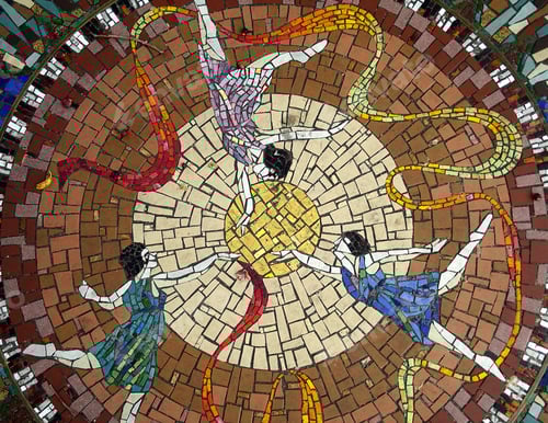 Preview: Street mosaic of dancing gymnasts on the ground