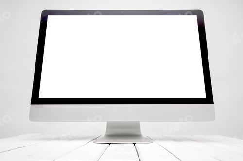 Preview: Computer monitors with blank white screen Isolated on white background