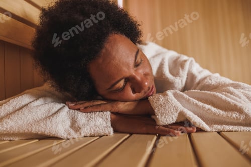 Preview: Black Woman Enjoying In Sauna