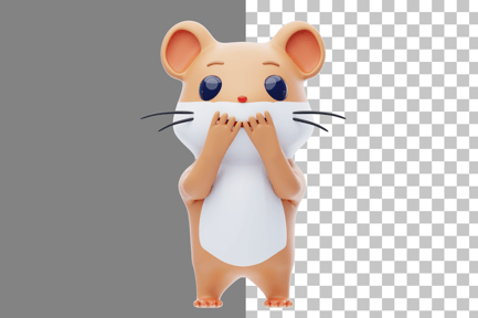 Preview: Hamster Character Is Amazed 3D Illustration