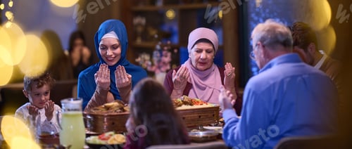 Preview: In a modern restaurant setting, a European Islamic family comes together for iftar during Ramadan