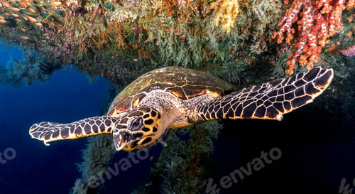 Preview: A Sea turtle swims underwater