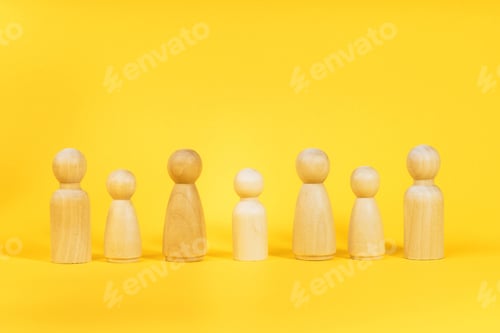 Preview: Family people figures on yellow background. Concept of family, values, unity, togetherness