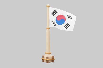 Preview: South Korean flag with rope-wrapped pole