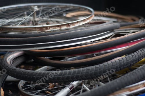 Preview: Closeup shot of the hub caps and tires of a bicycle