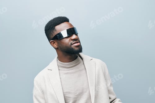 Preview: man smile american american african stylish model jacket black style fashion portrait