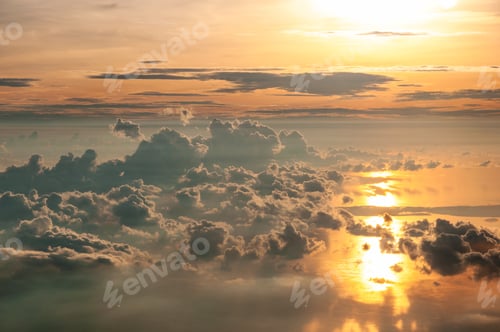 Preview: Aerial View of Clouds at Golden Hour