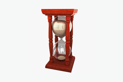 Preview: Hourglass with wooden base and partial sand flow