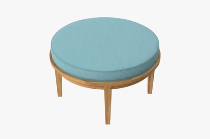 Preview: Round Outdoor Ottoman with Turquoise Cushion