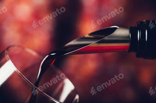 Preview: Red Wine Close Up. Filling a Glass with Wine
