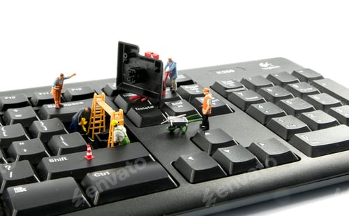 Preview: little figures try to hack the computer system