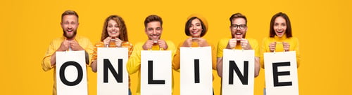 Preview: Optimistic people promoting online shopping
