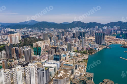 Preview: Hung Hom, Hong Kong 13 April 2020: Drone fly over Hong Kong city